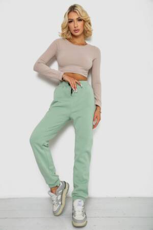 Спортивні штани жіночі на флісі, колір світло-м’ятний, 238R57020
