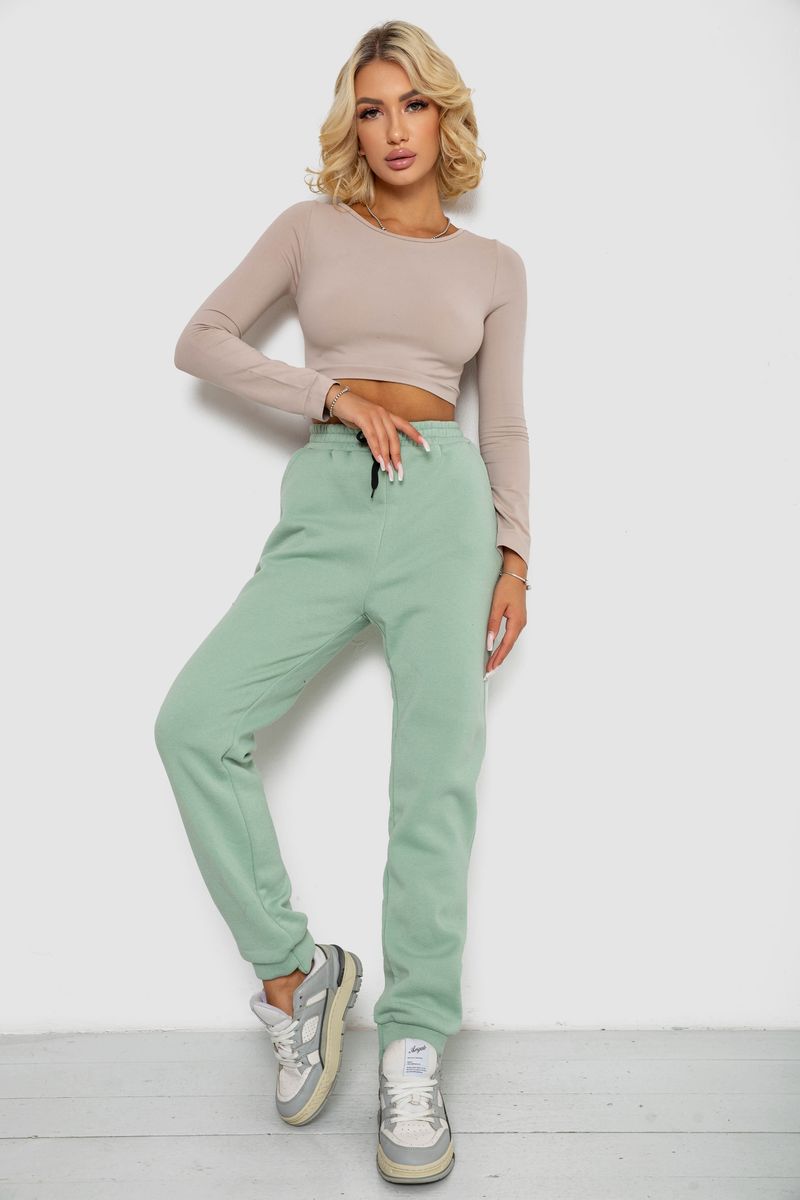 Спортивні штани жіночі на флісі, колір світло-м’ятний, 238R57020