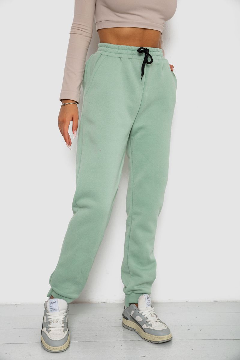 Спортивні штани жіночі на флісі, колір світло-м'ятний, 238R57020 - Зображення 3