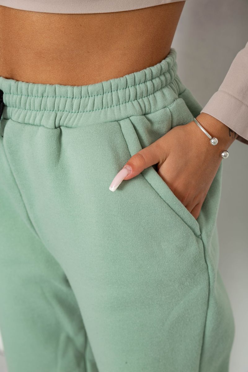 Спортивні штани жіночі на флісі, колір світло-м'ятний, 238R57020 - Зображення 5
