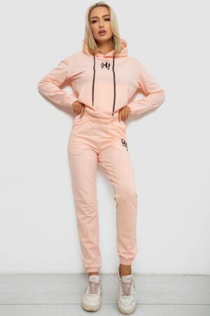 Спортивний костюм жіночий двонитка, колір персиковий, 214R1419-003