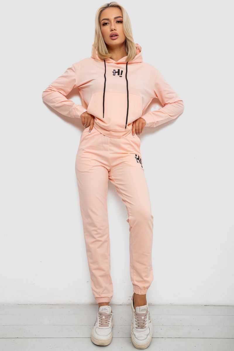 Спортивний костюм жіночий двонитка, колір персиковий, 214R1419-003