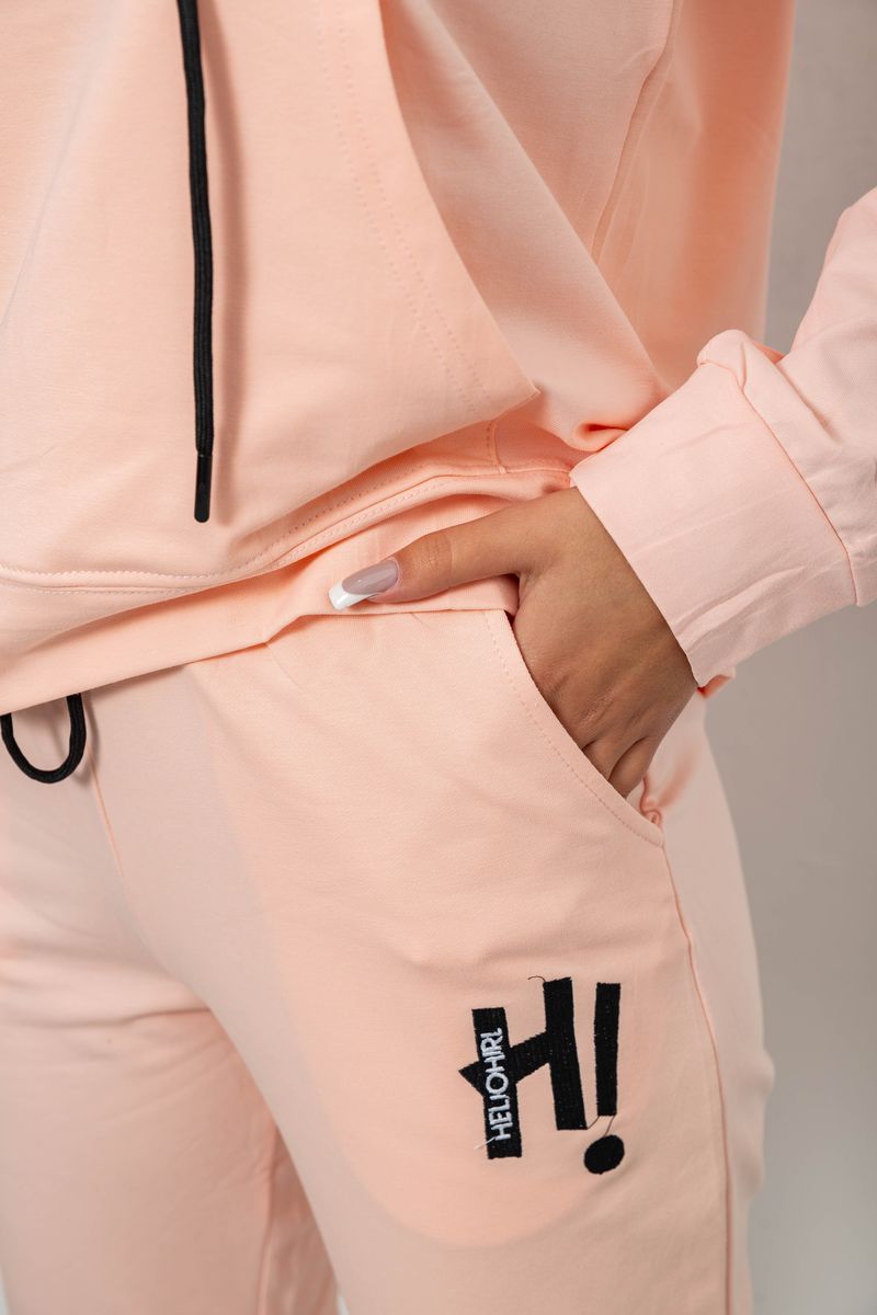 Спортивний костюм жіночий двонитка, колір персиковий, 214R1419-003 - Зображення 5