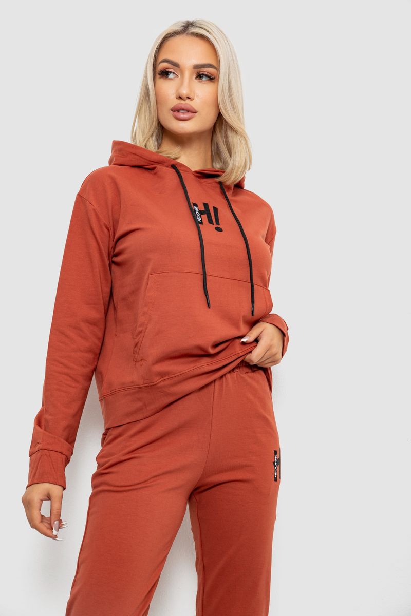 Спортивний костюм жіночий двонитка, колір теракотовий, 214R1419-003