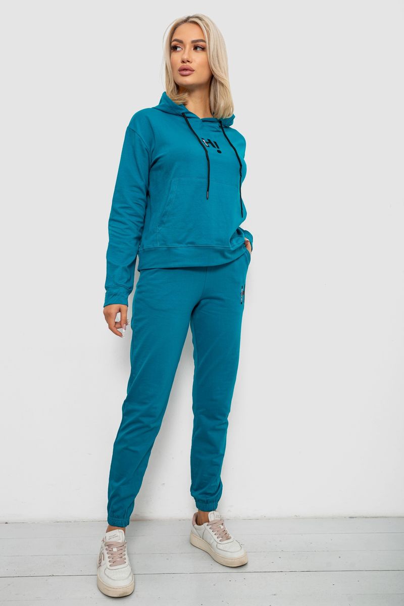 Спортивний костюм жіночий двонитка, колір бірюзовий, 214R1419-003 - Зображення 3