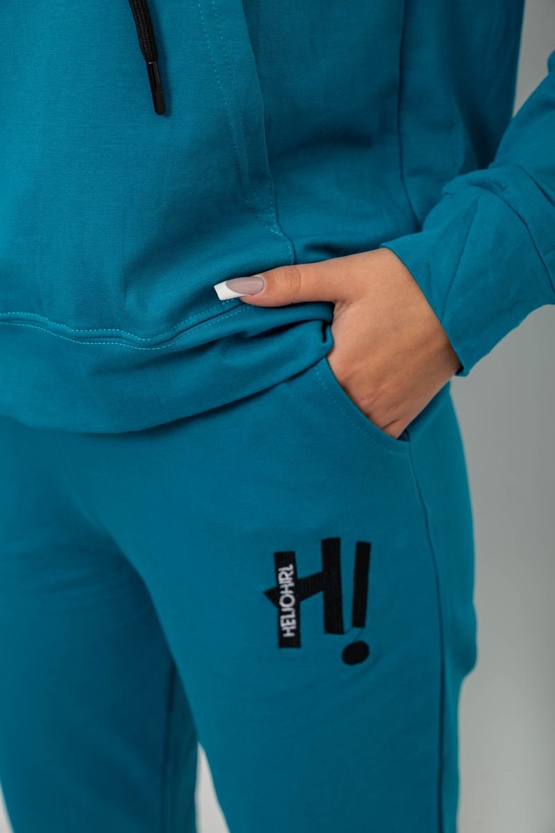 Спортивний костюм жіночий двонитка, колір бірюзовий, 214R1419-003 - Зображення 5