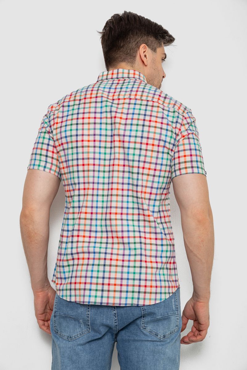 Сорочка чоловіча в клітку, колір молочний, 214R842 - Зображення 4