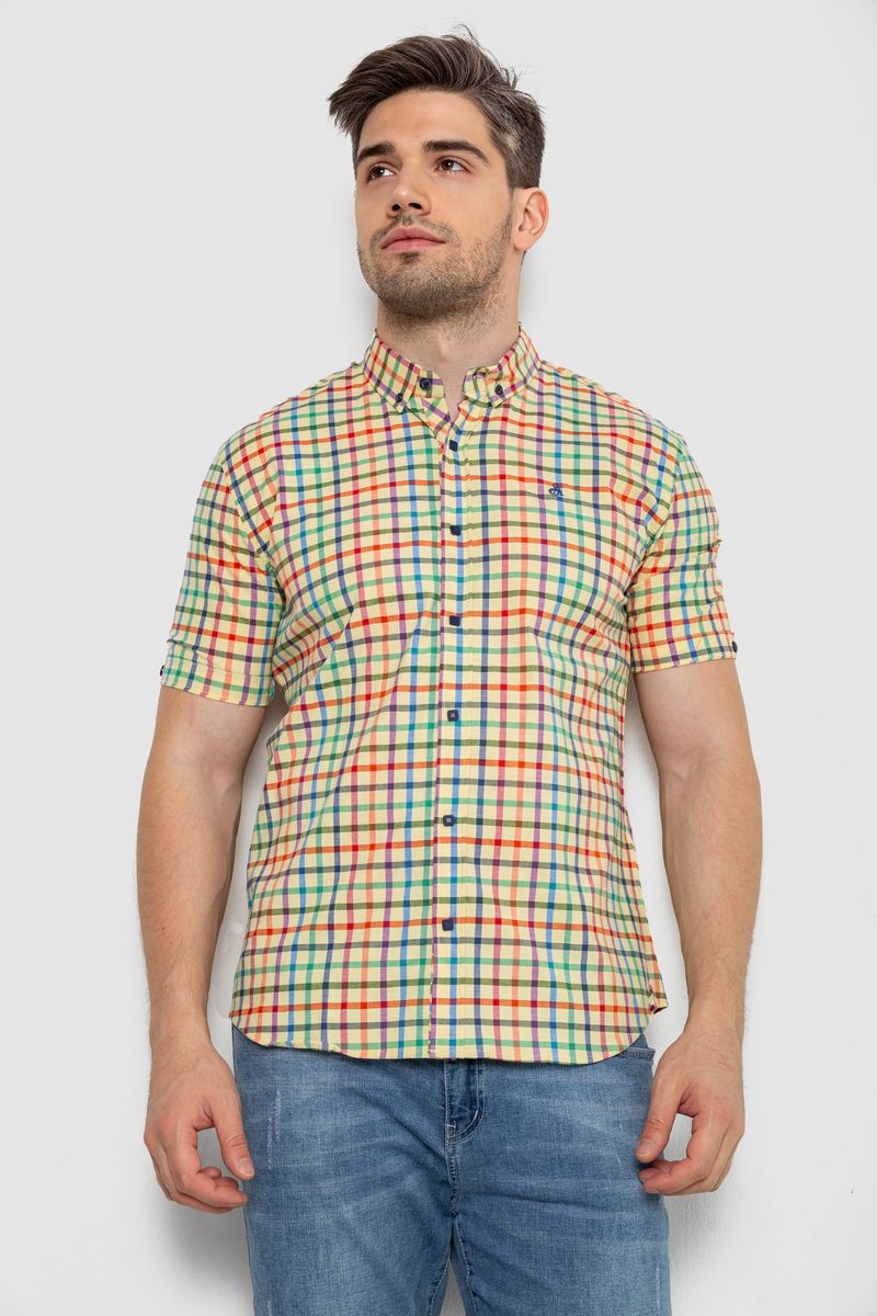 Сорочка чоловіча в клітку, колір жовтий, 214R842