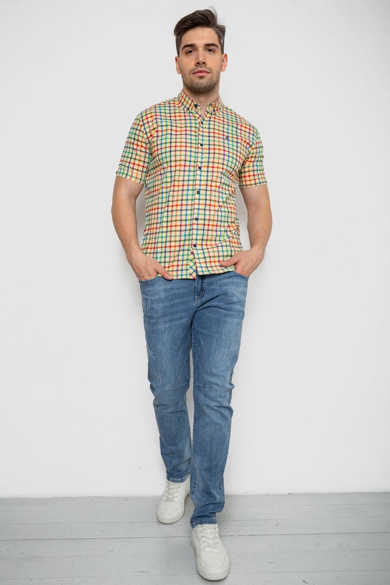 Сорочка чоловіча в клітку, колір жовтий, 214R842