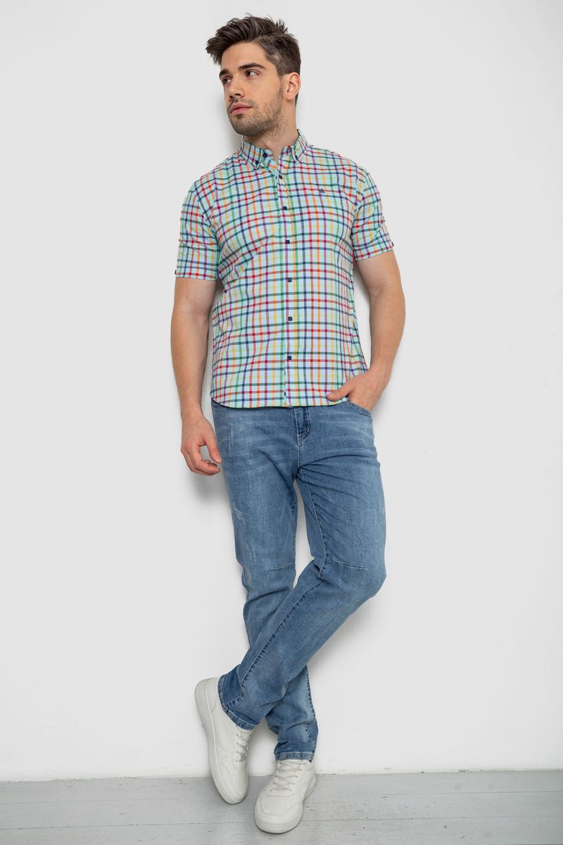 Сорочка чоловіча в клітку, колір блакитний, 214R842