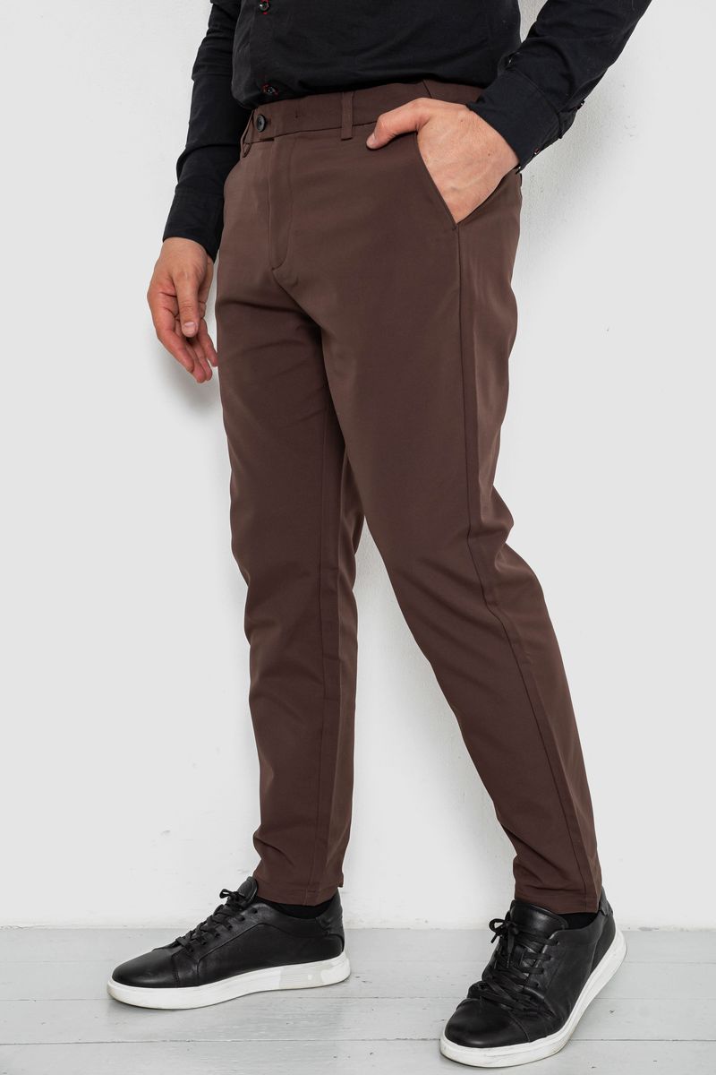 Штани чоловічі класичні однотонні, колір коричневий, 157RU06-007