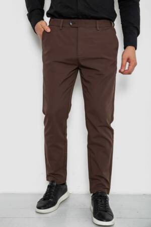 Штани чоловічі класичні однотонні, колір коричневий, 157RU06-007