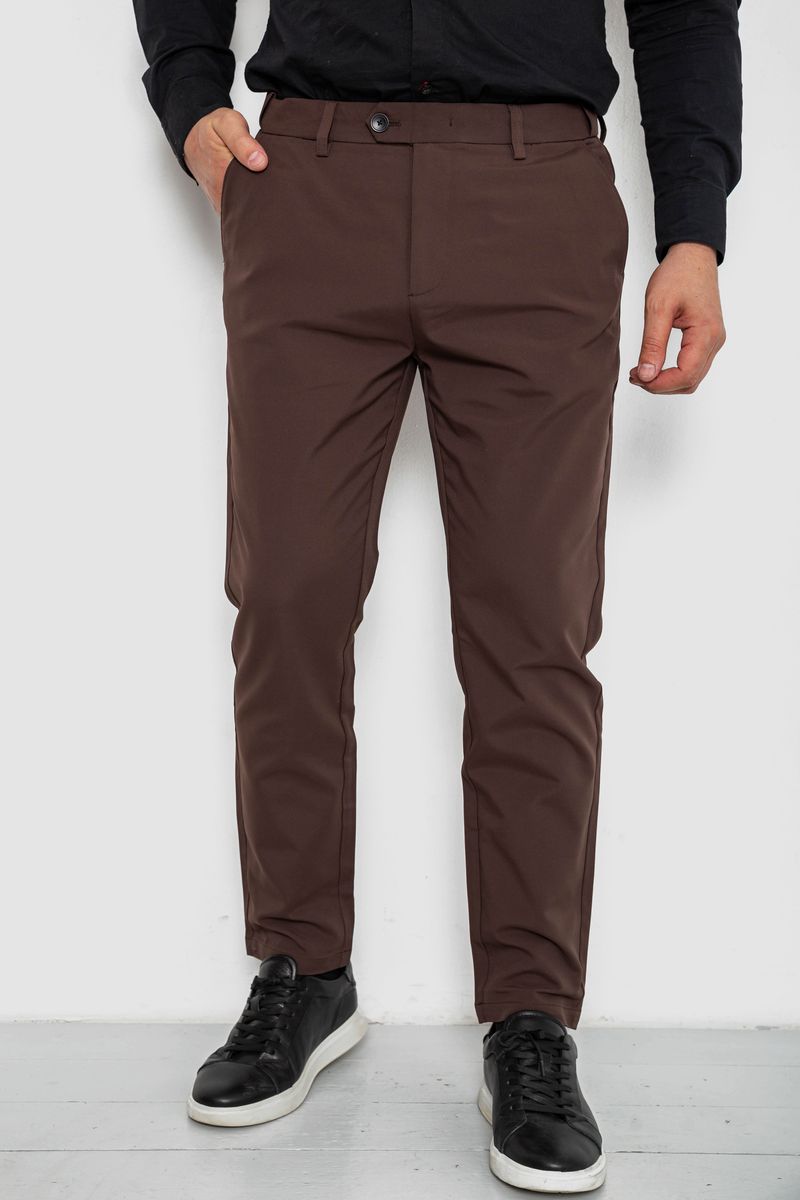 Штани чоловічі класичні однотонні, колір коричневий, 157RU06-007