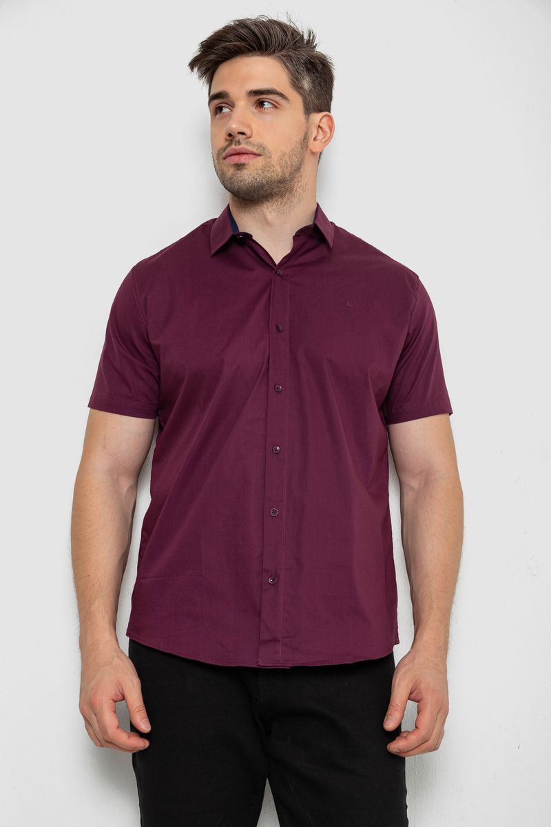 Сорочка чоловіча однотонна, колір сливовий, 214R7327-2