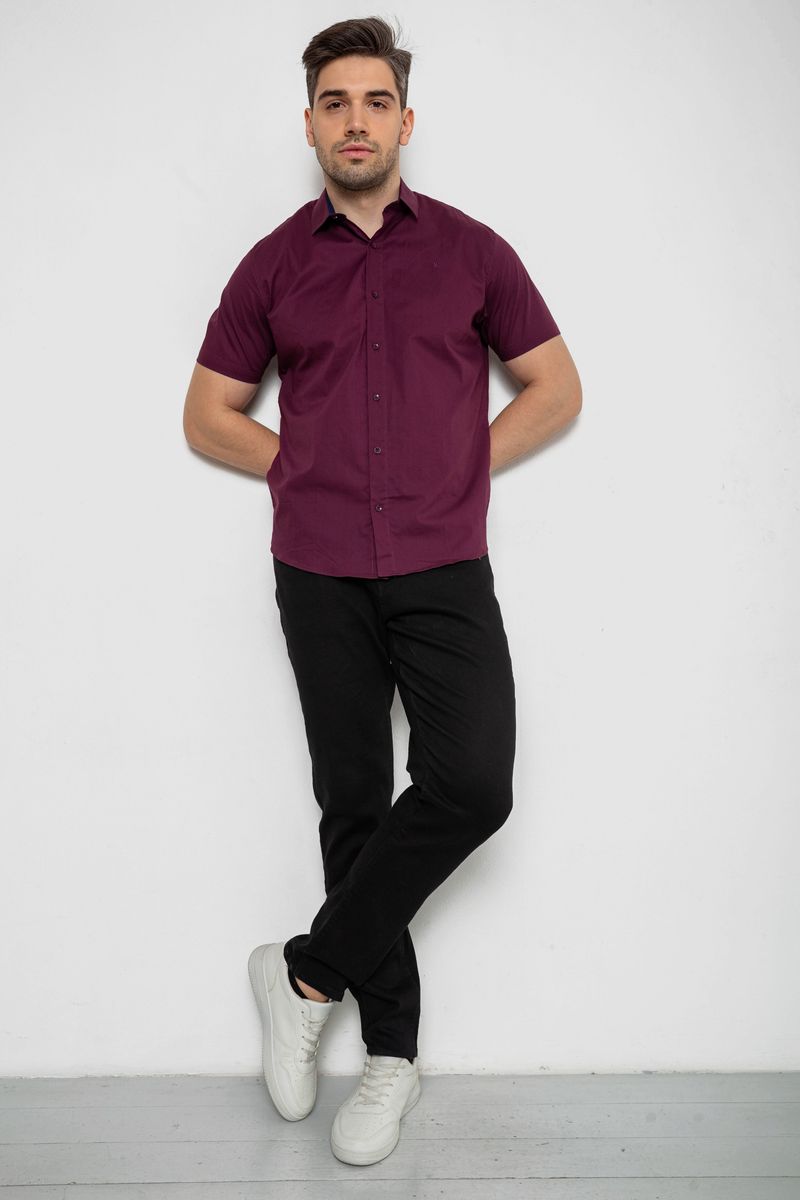 Сорочка чоловіча однотонна, колір сливовий, 214R7327-2