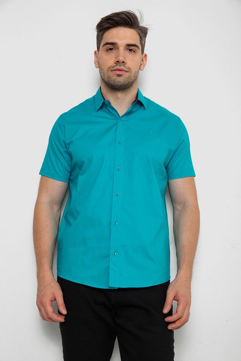Сорочка чоловіча однотонна, колір бірюзовий, 214R7327-2