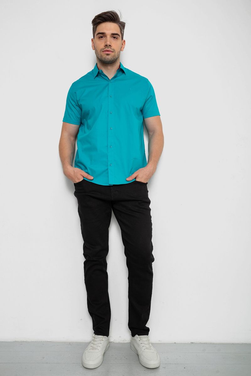 Сорочка чоловіча однотонна, колір бірюзовий, 214R7327-2