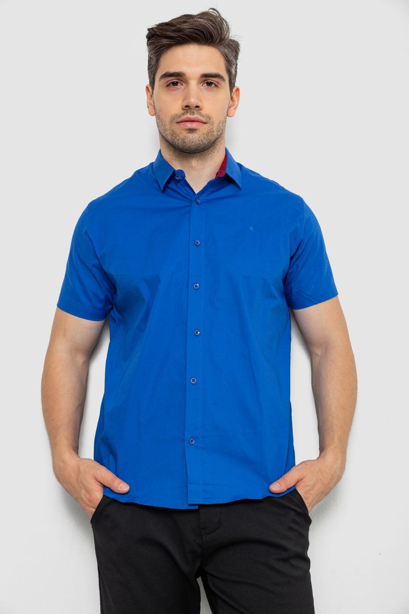 Сорочка чоловіча однотонна, колір електрик, 214R7327-2