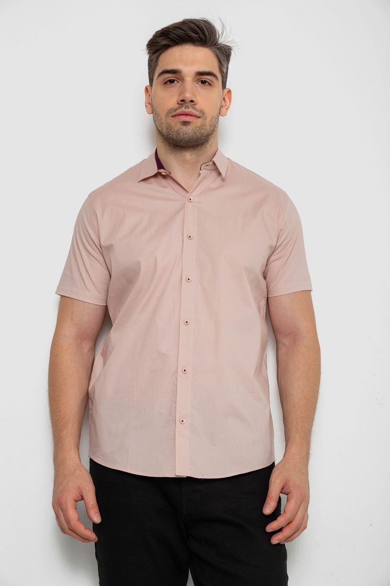 Сорочка чоловіча однотонна, колір пудровий, 214R7327-2