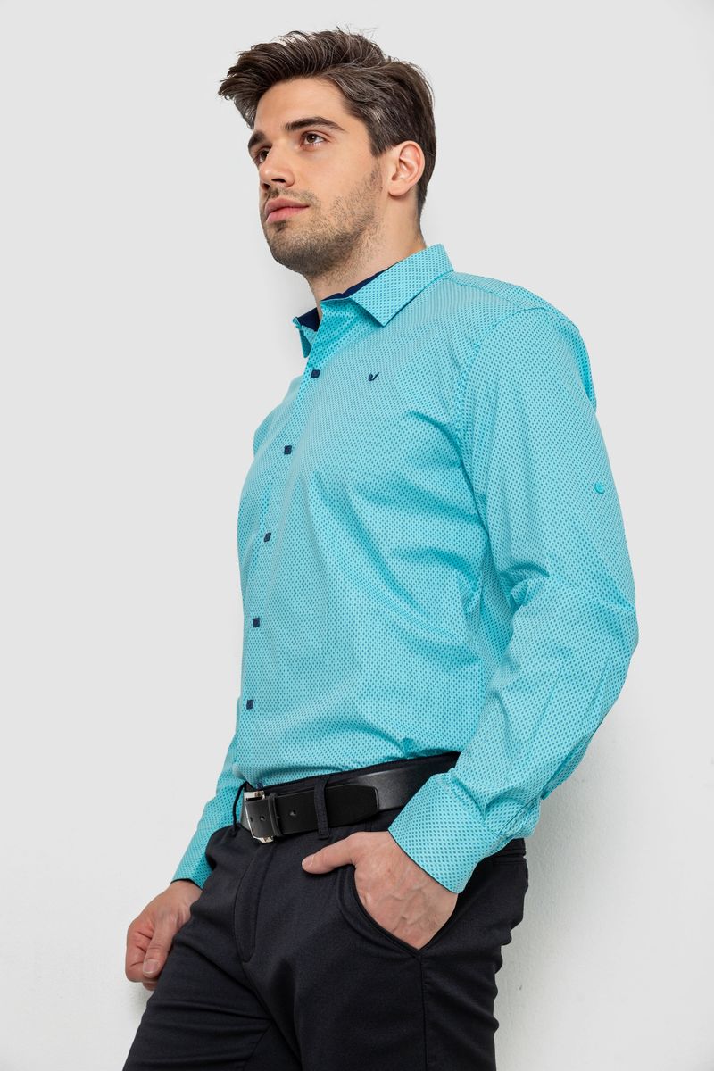 Сорочка чоловіча з принтом, колір бірюзовий, 214R7401 - Зображення 4