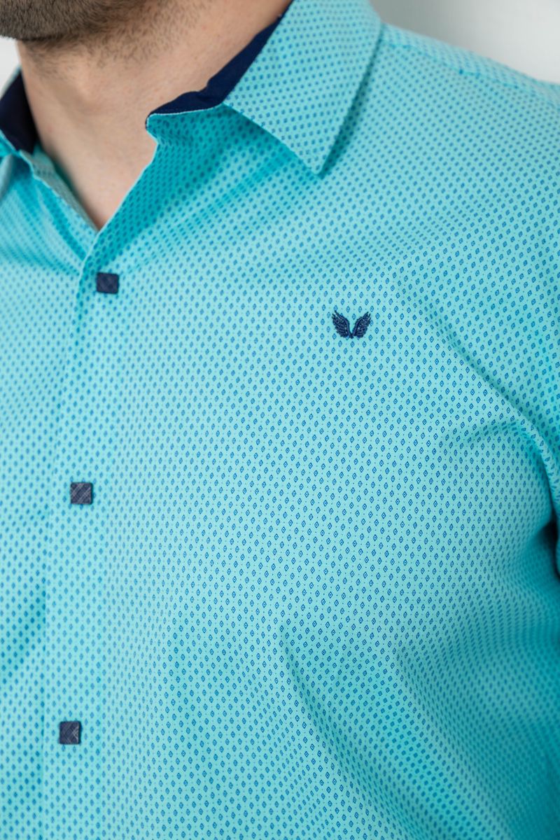 Сорочка чоловіча з принтом, колір бірюзовий, 214R7401 - Зображення 6