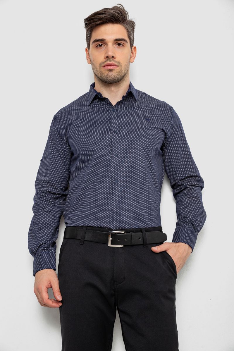 Сорочка чоловіча з принтом, колір синій, 214R7401