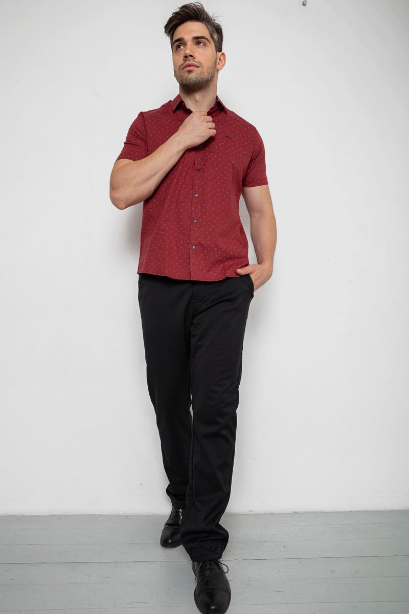 Сорочка чоловіча з принтом, колір бордовий, 214R7340-1