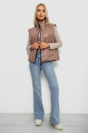 Жилет жіночий демісезонний екошкіра, колір коричневий, 257R98
