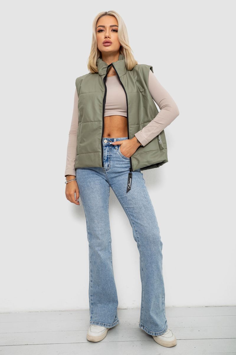 Жилет жіночий демісезонний екошкіра, колір хакі, 257R98