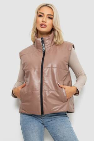 Жилет жіночий демісезонний екошкіра, колір коричневий, 257R98