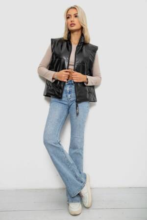 Жилет жіночий демісезонний екошкіра, колір чорний, 257R98