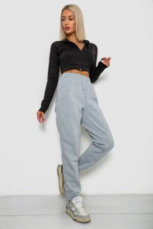 Спортивні штани жіночі на флісі, колір світло-сірий, 238R58641-1