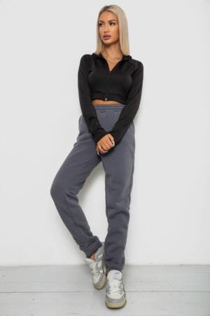 Спортивні штани жіночі на флісі, колір темно-сірий, 238R58641-1