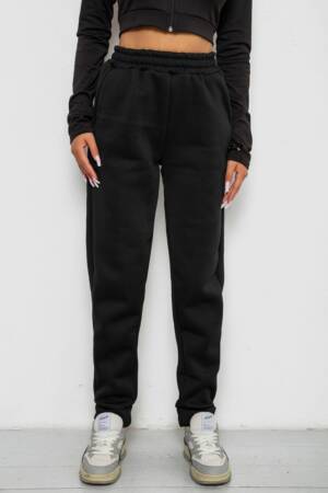 Спортивні штани жіночі на флісі, колір чорний, 238R58641-1