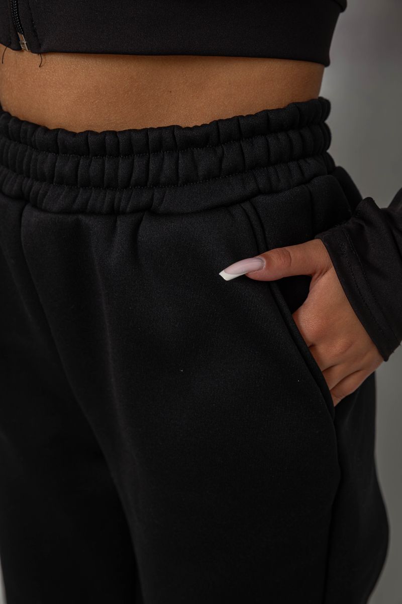 Спортивні штани жіночі на флісі, колір чорний, 238R58641-1 - Зображення 5