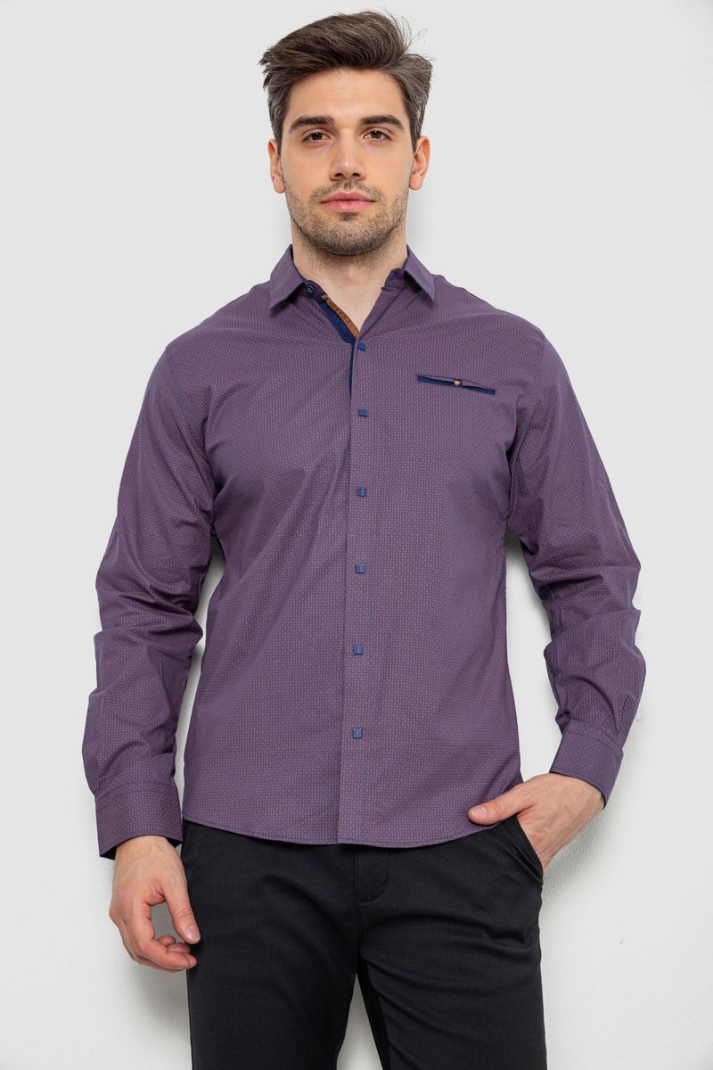 Сорочка чоловіча з принтом, колір сливовий, 214R7168
