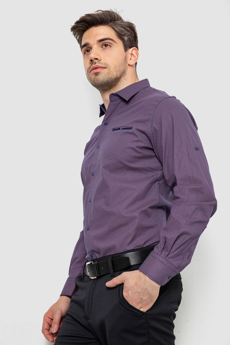 Сорочка чоловіча з принтом, колір сливовий, 214R7168 - Зображення 4