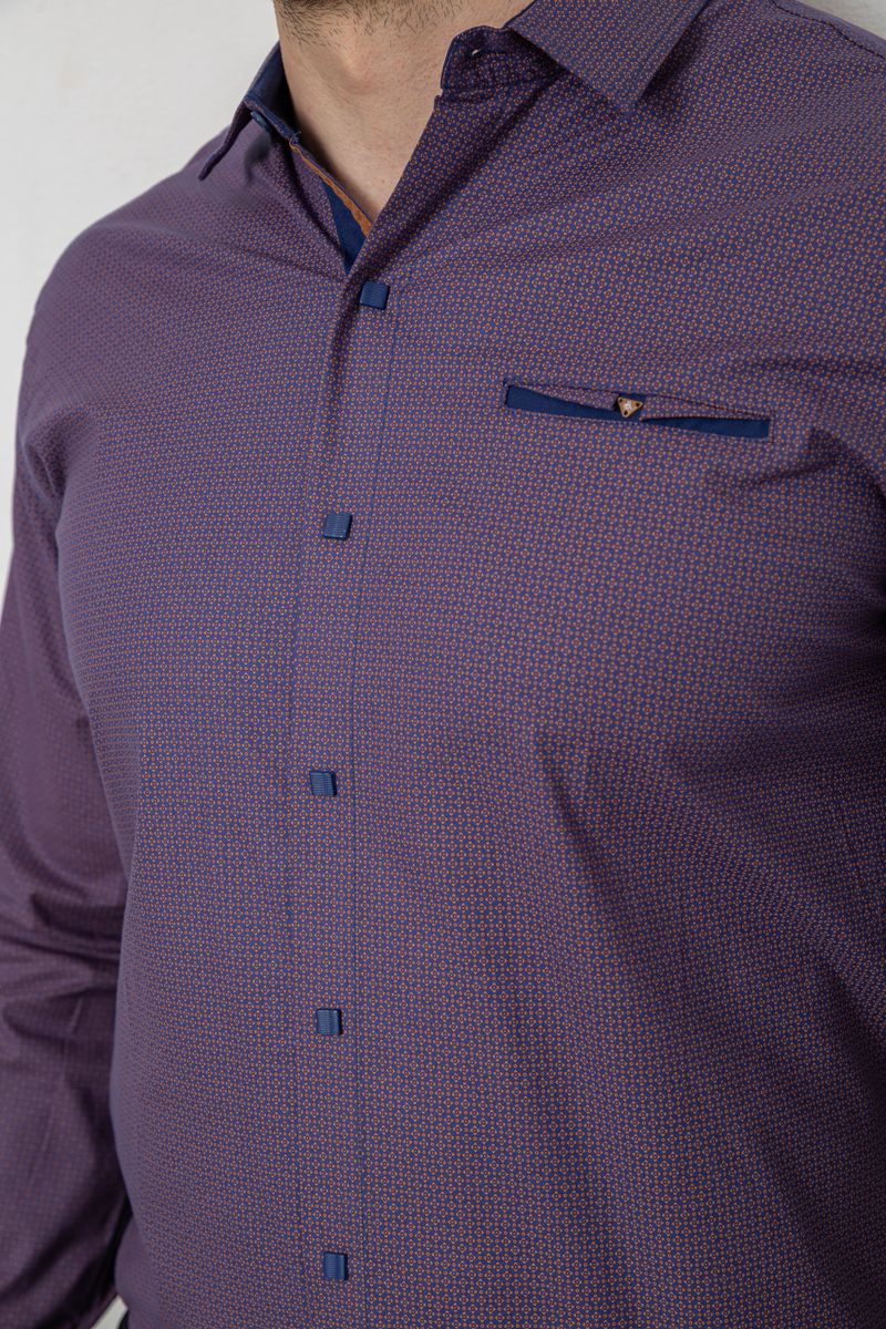 Сорочка чоловіча з принтом, колір сливовий, 214R7168 - Зображення 6