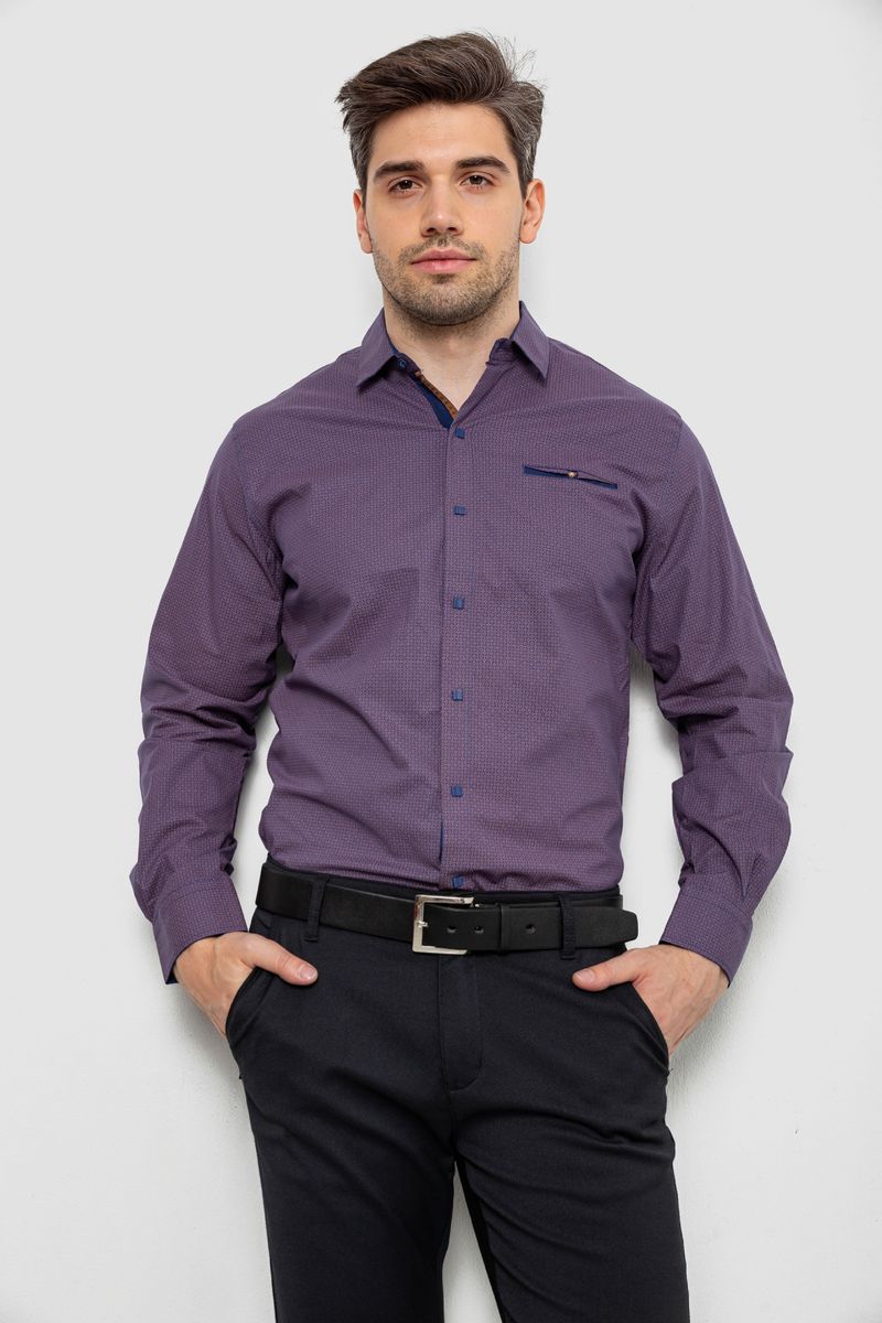 Сорочка чоловіча з принтом, колір сливовий, 214R7168