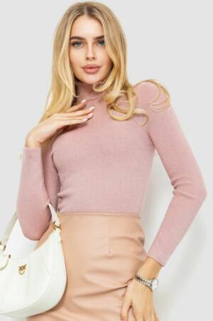 Гольф жіночий трикотажний в рубчик, колір рожевий, 204R057