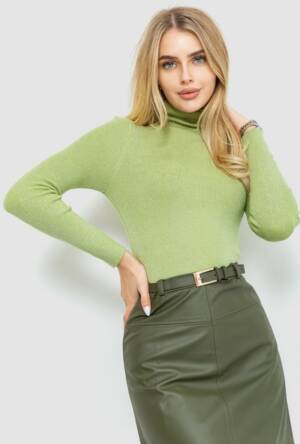 Гольф жіночий трикотажний в рубчик, колір фісташковий, 204R057