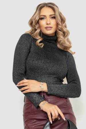 Гольф жіночий трикотажний в рубчик, колір чорний, 204R057