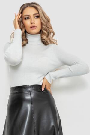 Гольф жіночий трикотажний в рубчик, колір світло-сірий, 204R057