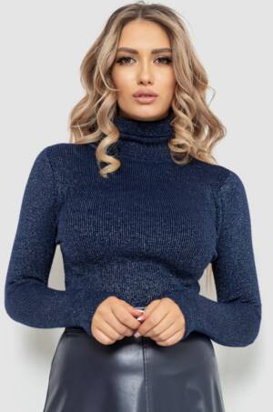 Гольф жіночий трикотажний в рубчик, колір синій, 204R057