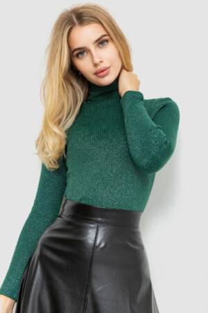 Гольф жіночий трикотажний в рубчик, колір зелений, 204R057