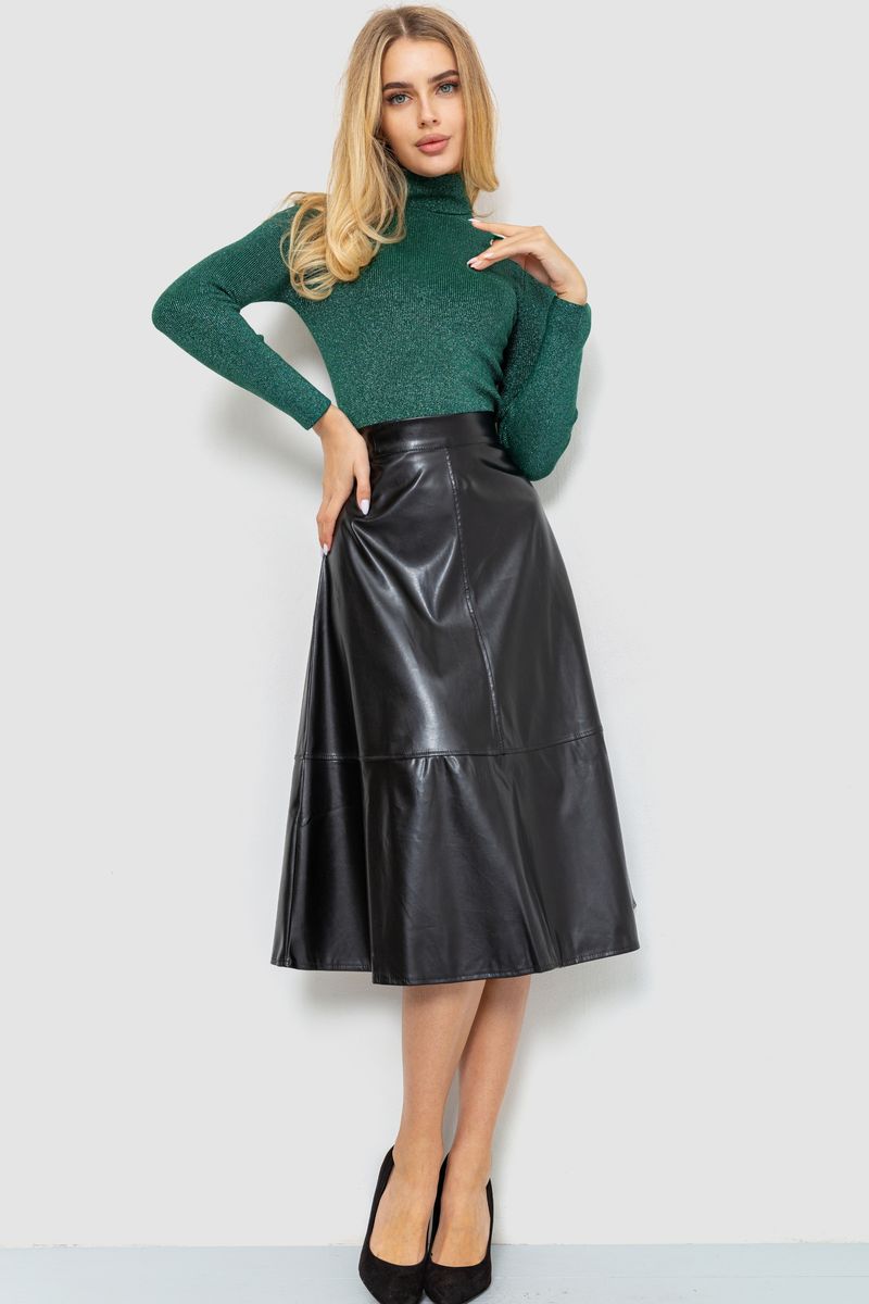 Гольф жіночий трикотажний в рубчик, колір зелений, 204R057 - Зображення 2