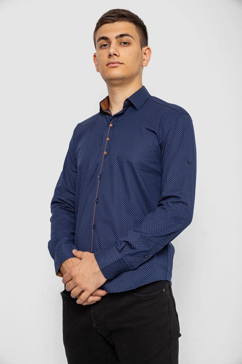 Сорочка чоловіча з принтом, колір темно-синій, 214R7543-5 - Зображення 3