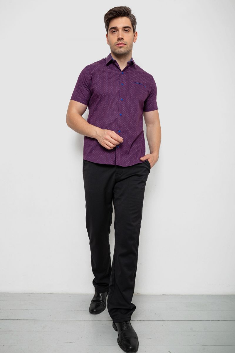 Сорочка чоловіча з принтом, колір сливовий, 214R7332-1