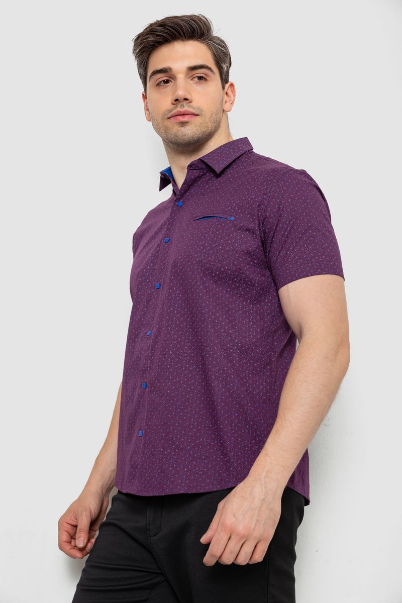 Сорочка чоловіча з принтом, колір сливовий, 214R7332-1 - Зображення 3