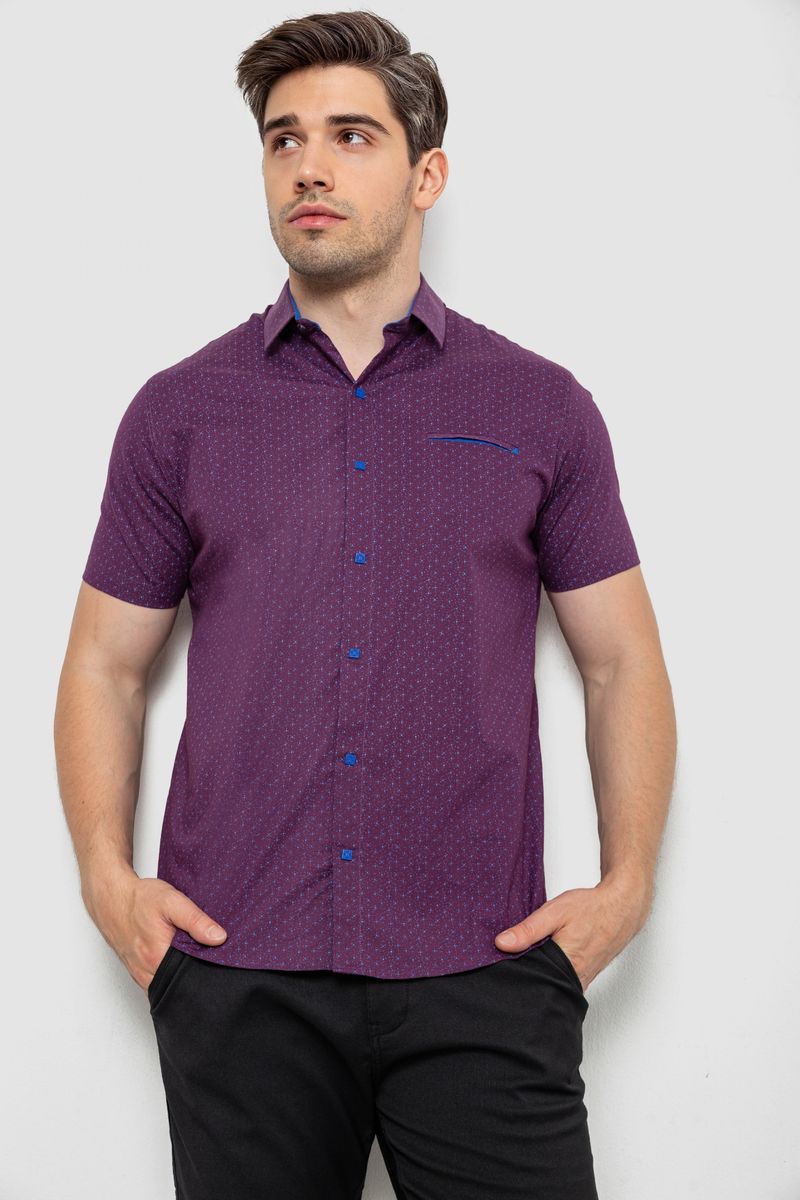 Сорочка чоловіча з принтом, колір сливовий, 214R7332-1